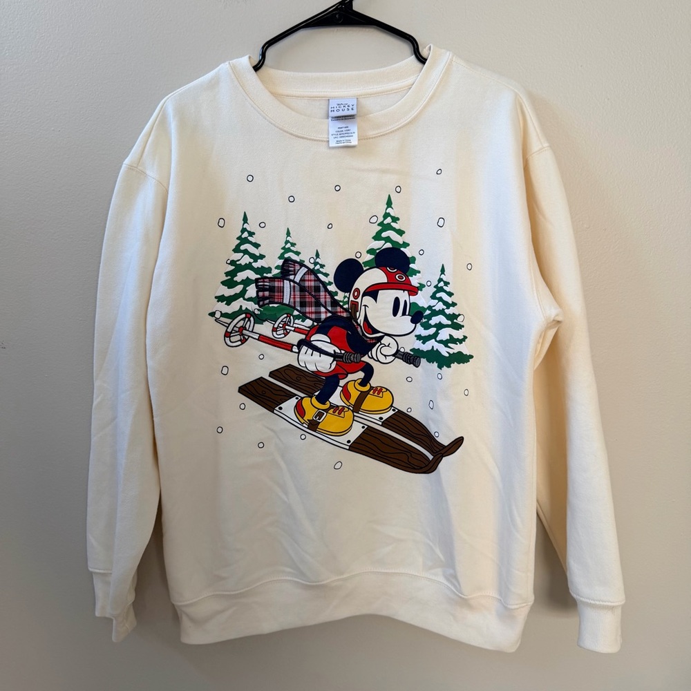 Disney Ivory Sweatshirt with Mickey Design, Sz L